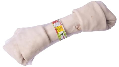 Premium Kauknochen für alle Hunde – Kalbshaut Kausnack zur Zahnpflege & Beschäftigung – Natürlich & fettarm (L/15,2-17,7, Natur)