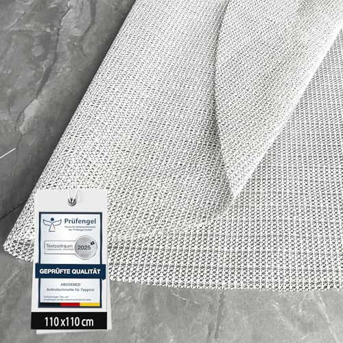 aboveBED Alfombrilla antideslizante para alfombra de 110 cm, redonda, base antideslizante, base antideslizante para alfombras, alfombrilla multiusos