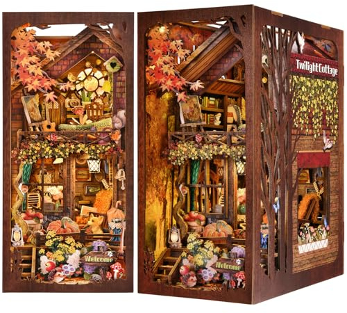 ETKVR Book Nook Kit - DIY 3D Puzzle Buchstütze Booknook Miniatur Puppenhaus | Miniatur Haus mit LED Licht, Modellbausätze Bücherregalen Dekoration Kreative Geschenk für Erwachsene
