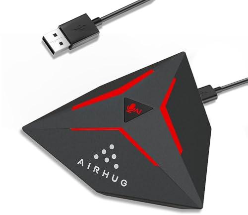 AIRHUG Gaming Microphone, Condenser USB Microphone, AI Noise Reduction with RGB Indicator, Mute Button, Plug & Play Omnidirectional PC Mic for Streaming, Twitch, Discord on Mac&Windows