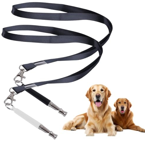 JRYXDS 2 Pcs Silbato Para Perros De Alta Frecuencia Silencioso, Accesorio Antiladridos Ultrasónico Con Cordón, Silbato Ajustable Para Perros Para Todas Las Razas,Negro Y Blanco