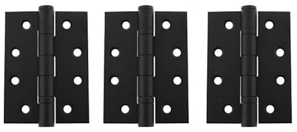 Kooples Hardware Atlantic Ball Bearing Hinges Grade 13 Fire Rated 4 x 3 x 3mm – Set of 3 Heavy Duty Hinges for FD30 & FD60 Fire Doors (Matt Black)