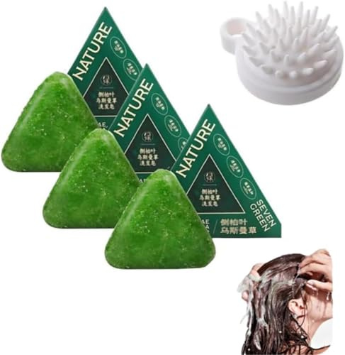 Nature Triangle Shampoo Bar, Nature Seven Green Soap schampo, fast naturligt växtbaserat schampo, skonsam rengöring och närande vård för friskt hår