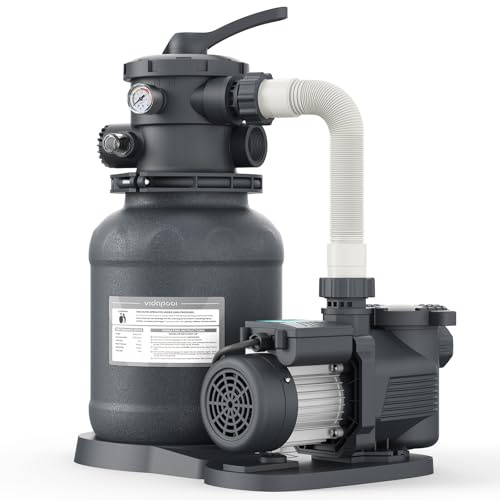 Vidapool Bomba de filtro de arena para piscina sobre el suelo, bomba de piscina de 1/2 HP sobre el suelo 2500 GPH para piscinas de hasta 8500 galones, filtro de arena de piscina de 10 pulgadas con