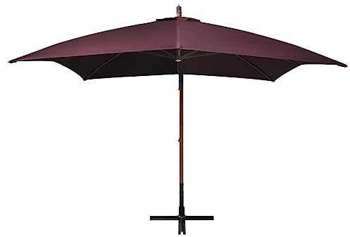 Generico Ombrellone a Sbalzo bordò 3x3 m Palo in Abete Massello,Rosso,24.2kg,313776