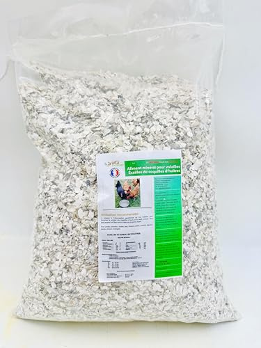 Scaglie di Conchiglie d'Ostriche – Alimento Minerale per Pollame – Fonte di Calcio Naturale – Galline, Quaglie, Faraone – Prodotto e confezionato in Francia (9,5 kg)