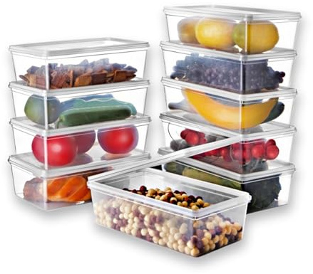 Ginza Maison Transparente Aufbewahrungsboxen aus Kunststoff mit Klappdeckel – 2 L (67,63 fl oz), 10er Set, Frischhaltedosen, Gefriergeeignet, BPA-frei & robust, vielseitige Vorratsdosen für Snacks