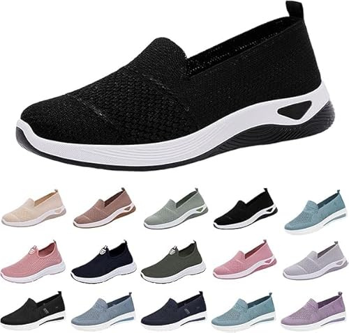 Chaussures Femme Chaussure Orthopédique Femme Slip on Sneakers Légères Confort Basket sans Lacet Mesh Baskets Antidérapantes Décontractées Facile Chaussures Mode et Sport pour