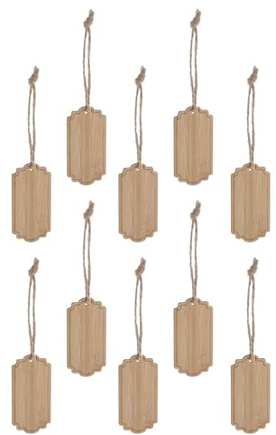 BESPORTBLE Etichette in Legno per Piante 10 Pezzi con Spago, Marcatori Rettangolari Riutilizzabili per Giardino, Ortaggi e Vasi, Cartelli per Segnare Piante da Interno ed Esterno