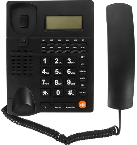 JECOMPRIS Téléphone Filaire pour Personnes Âgées Écran D’Identification D’Appel, Grandes Touches Ergonomiques, Volume Réglable, Couleur Noire, Bureau et Maison, Téléphone Fixe Senior Fiable
