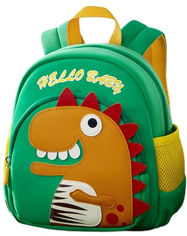 Rucksack für Urlaub, Reisen, Schule und Kindertagesstätte, leichte Kindergarten Kleinkinder, Büchertasche, Mädchen/Jungen, Grün-Orange, Blau-Rot (Dino-G, groß), einfach zu packen, grün, 3 Jahre