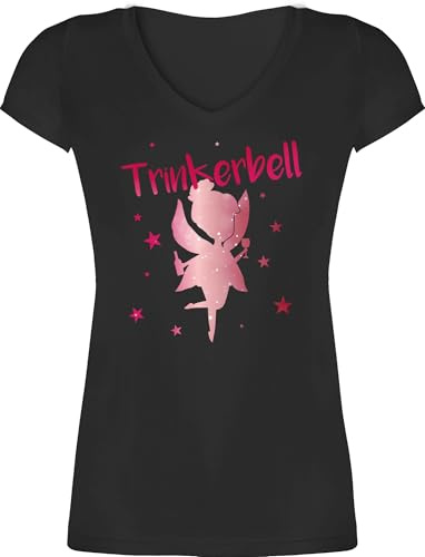 Shirtracer - T-Shirt Damen V Ausschnitt - JGA Junggesellenabschied Frauen - Trinkerbell Fee I Trinker Bell I Trinkerbelle I Alkohol Fee