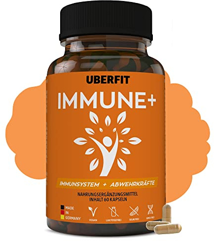 UberFit® IMMUNE+ – Nahrungsergänzung mit Vitamin C, D3, Zink, Selen, Vitamin E, B6, B12, Folsäure & Eisen – 60 Kapseln – 30 Tagesportionen