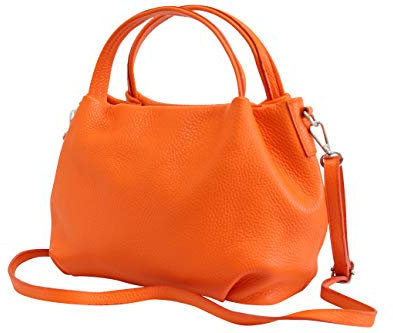 AmbraModa Damen handtasche Henkeltasche Schultertasche aus Echtleder GL023 (Orange)