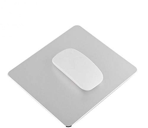 DIGIFLEX Alu Mausmatte - Rutschfestes Metall-Mauspad - modernes stilvolles Design - langlebig wasserfest - Schützt Ihren Schreibtisch im Büro, beim Spielen und zu Hause - 22 x 18cm - Silber