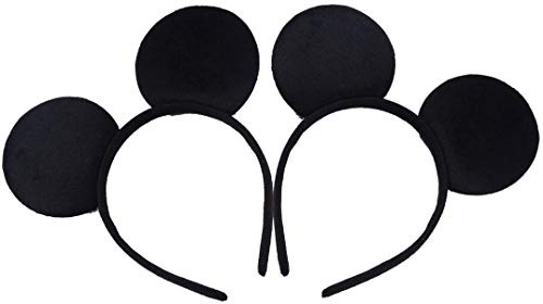 HENBRANDT 2 Pieces of Black Mouse Ears for Adults/Children Fancy Dress Costume Head Band Accessory Party Decoration Gift - Pack of 2 (BLACK)