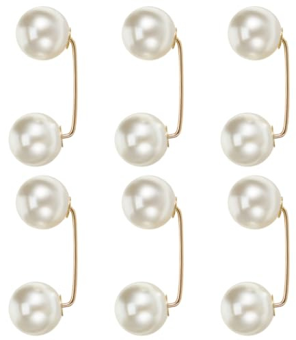 6st Knopfnägel Kragen Kette Clips Perlenkragen Kragenclips Für Oberhemden Perlschalnadel Pullover Schal Pin Kragenkettenclips Modebrosche Bund Weiß Ausschnitt Damen Legierung