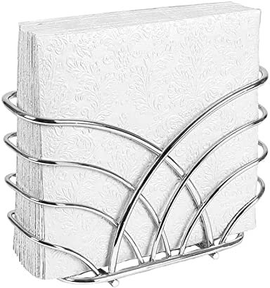 LEVIMETREE Napkin Holder for Table – Silver Iron Upright Napkin Dispenser for Paper Napkins, Napkin Dispenser for Kitchen Dining, Cocktail Picnic Bar Modern Kitchen and Dining Decor, Servilletero