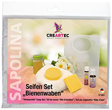 Sapolina CREARTEC Seifenset - Gießseifen-Set zum Seife selbst herstellen - Motiv: Bienenwaben - Made in Germany