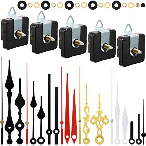 Outus 5 Stücke uhrwerk für wanduhr uhrwerk mit Zeiger DIY Uhrwerk Mechanismus uhrwerke für wanduhr lautlos quarzuhrwerk mit Zeiger mit 7 Uhrzeiger Sets zum Reparatur Ersatzteilen (0,7 Zoll)