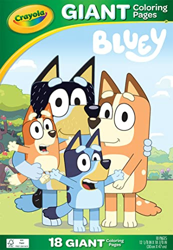 CRAYOLA Jätte målarbok – Bluey | 18 sidor med Bluey färgläggning kul | Inkluderar 100 klistermärken | Perfekt för barn i åldern 3+