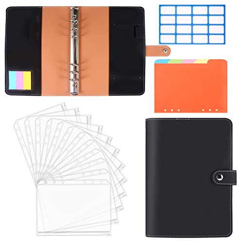 Budget Planner A5,moinkerin Budget Binder mit Klar Plastik Binderumschlägen,Etikettenaufklebern,Getrennte Seiten für Bargeld,Reisen und Tagebuch