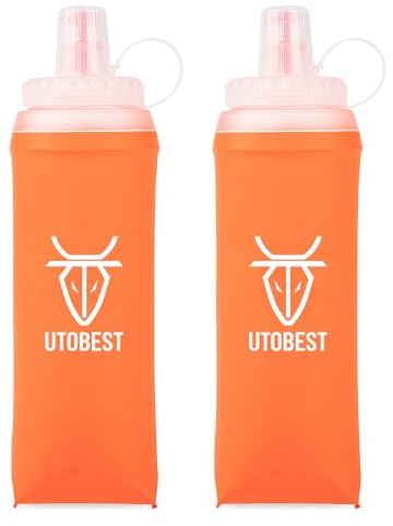 UTOBEST Soft Flask Collapsible Running Water Bottles UTR203 | Food-Grade TPU, BPA Free, Leakproof, with Dust Cover, for Marathon, Trail Running, Daily Training, Hiking, Cycling