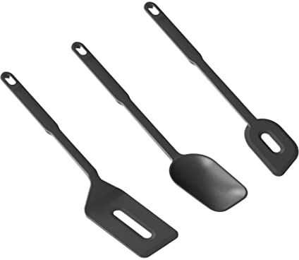 KUHN RIKON Swiss Küchenhelfer Set 3 Stk, Schwarz | aus glasverstärktem Nylon hergestellt, hitzeresistent bis 220°C,