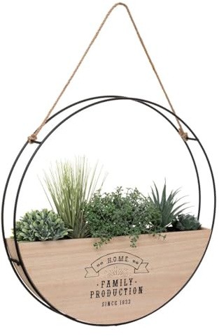 Atmosphera - Künstliche Hängepflanze - Holz & Metall D44 cm - Mehrfarbig
