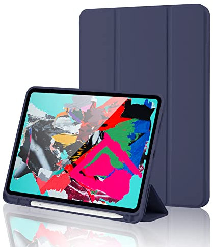 Hülle für iPad A16 11. Generation 2025 11 Zoll/ipad 10. Generation 10.9 Zoll 2022 Hülle Flexible TPU Rückseite, stoßfeste Schutzhülle mit stifthalter mit Auto Schlafen/Wachen, Dunkelblau