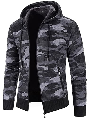 Ymosrh Mens Casual Hoodies Pullover, Lightweight Hoodie Fashion Hoodies for Men Big and Tall Hoodies Men's Leisure Long Sleeve Warm Camouflage Printed Hooded Jacket Top Blank Black (L, Dark Gray)