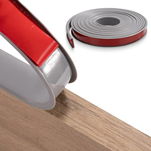 FAKILO 5m×9mm U-Shape Flexible Furniture Edge Banding, Grey TPE Self Adhesive Veneer Edging Strip Edge Protector, DIY Furniture Edge Trim for Table Cabinets Chairs Shelves Restoration