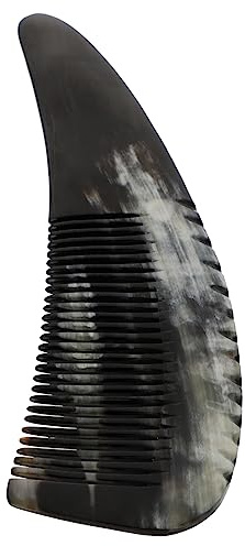 Naturhornkamm Schwarz, U-förmig Rund, Fein Polierte Zähne | 6 bis 8mm Stark, Natürliche Maserung, Ergonomisch Geformt, für Zuhause, Glatte Pflege