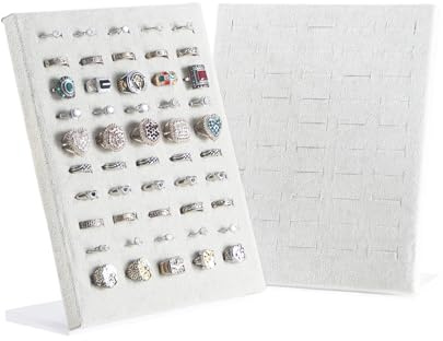 LongMen Samtring-Display mit 50 Lösen, Ring-Organizer für Schmuck, Ringe, Ohrringe, Schmuckhalter (2, Eis)