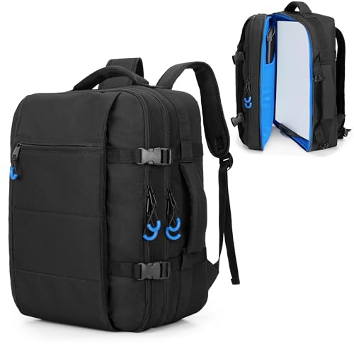 PGmoon Sac à dos de voyage compatible avec console Playstation5, sac de rangement, sac de transport pour console PS5/PS4, manettes, ordinateur portable 15,6, disques de jeu (design breveté), noir