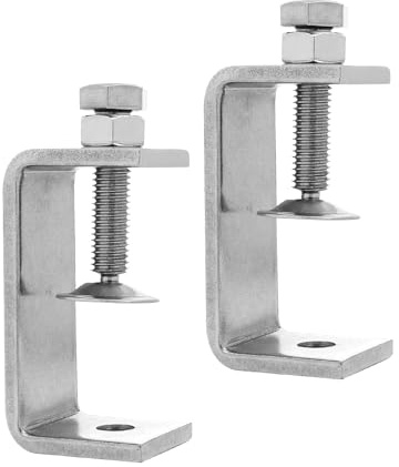 TopHomer Desk Clamps, 2Pack 65mm Small Clamps, Heavy Duty C Clamp, 304 Stainless Steel for Mounting, 2.6Inch C Clamp, Wide Jaw Opening Tiger Clamp for Desk Tablet Woodworking