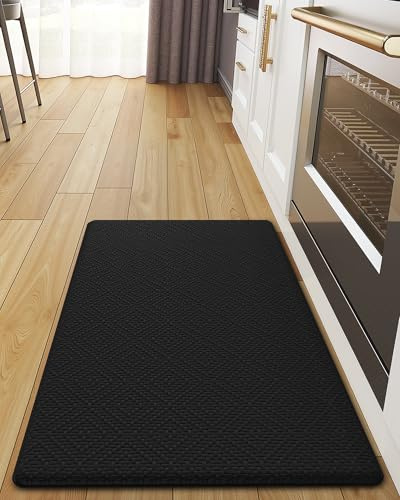 COLOR&GEOMETRY 44x75cm Tapis de Cuisine Lavable, Tapis en Vinyle antidérapant, Tapis Anti Fatigue Confortable pour Dos et Pieds, pour Station Debout Prolongée, Cuisine, Évier, Poste, Noir