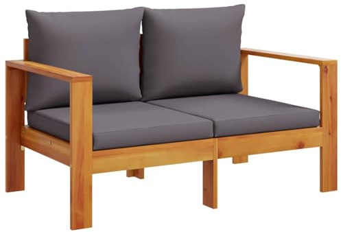 VidaXL Divano Da Giardino Con Cuscini 2 Posti In Legno Massello Di Acacia Grigio Scuro