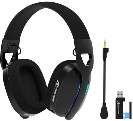 Yindiao × Attack Shark L90 Casque de jeu sans fil RVB ultra léger avec microphone enfichable, Bluetooth, casque sans fil 2,4 G et filaire, son surround 7.1 pour Xbox, PS4, PS5 et PC (noir)