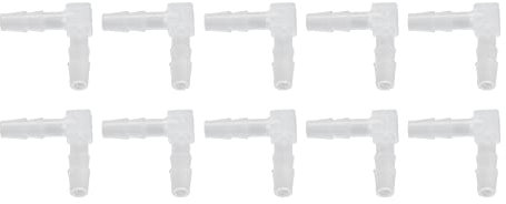 90 Degree Angle Hose Connection, Pack of 10 Plastic Hose Connectors with The Same Barb Connection, L-Shaped Hose Connection for Aquarium (4mm)
