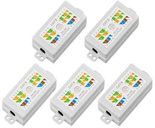 FGB RJ45 UTP Cat6 Ethernet Junction Box, Punch Down Type, 5 Pack | Inline Punchdown Krone Coupler Joiner for Cat6/Cat5E/Cat5 Ethernet Network Cables, 23-26 AWG, TIA/EIA 568A/B
