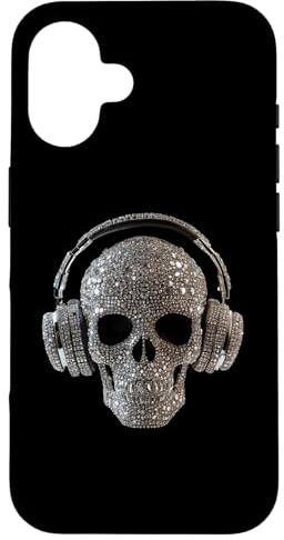 Bling Skull with Headphones - DJ Music Lover Case for iPhone 16