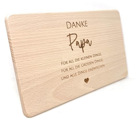 Geschenk Idee - Frühstücksbrettchen aus Holz mit hochwertiger Gravur (Papa)