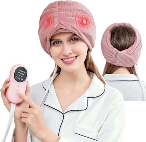 Masajeador Eléctrico De Cabeza, Casco Masajeador De Cuero Cabelludo Con Compresión De Aire,Compresa Caliente De 42 A 50 °C,3 Modos (Dreging Tyiga,Alivio De La Fatiga,Presión Del Cuero Cabelludo)