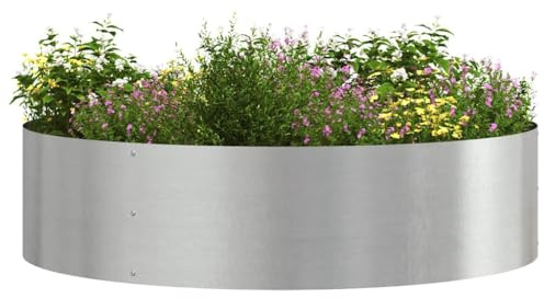 vidaXL Pflanzenring Silber 80 x 80 x 20 cm Edelstahl | Runde und moderne Form, Ideal für jeden Platz, Aus robustem Edelstahl