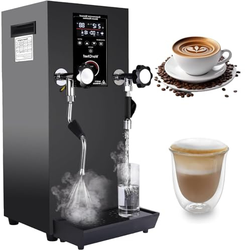 Schiumalatte commerciale, macchina acqua bollente a vapore automatica 2500W 12l, macchina schiumare il latte a vapore elettrico, per caffè espresso, vaporiera con display a LED,Black