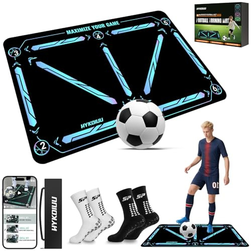Tappeto Calcio Allenamento Con Video di Allenamento, Calzini Antiscivolo Tappetino Per Agilità Accessorio Per L'Allenamento Del Calcio Tappetin Da 120x80cm Regalo di calcio per adulti