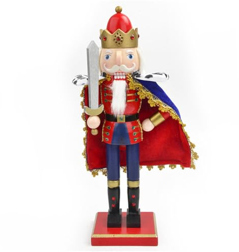 HUAJINGKEJI Grande figurine de soldat casse-noisette fabriquée à la main pour décorations de Noël 38 cm en bois centre de table de vacances décoration de fête de Noël