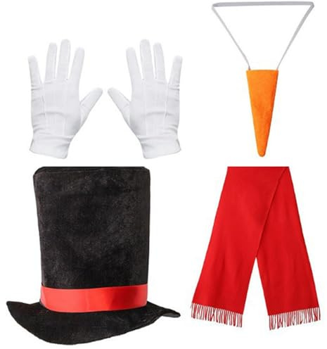 Songelt Frostiges Schneemann-Kostüm für den Winter, Weihnachten, Spielzubehör, Karotte, Nasenschal, Handschuhe, Pompons, Bälle, Tutus, Rock, Winter, frostiges Schneemann-Kostüm