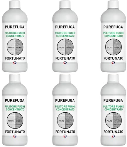 FORTUNATO PureFuga Detergente Professionale per Fughe e Pavimenti, Formula Concentrata, 1 Litro, 6 Pezzi